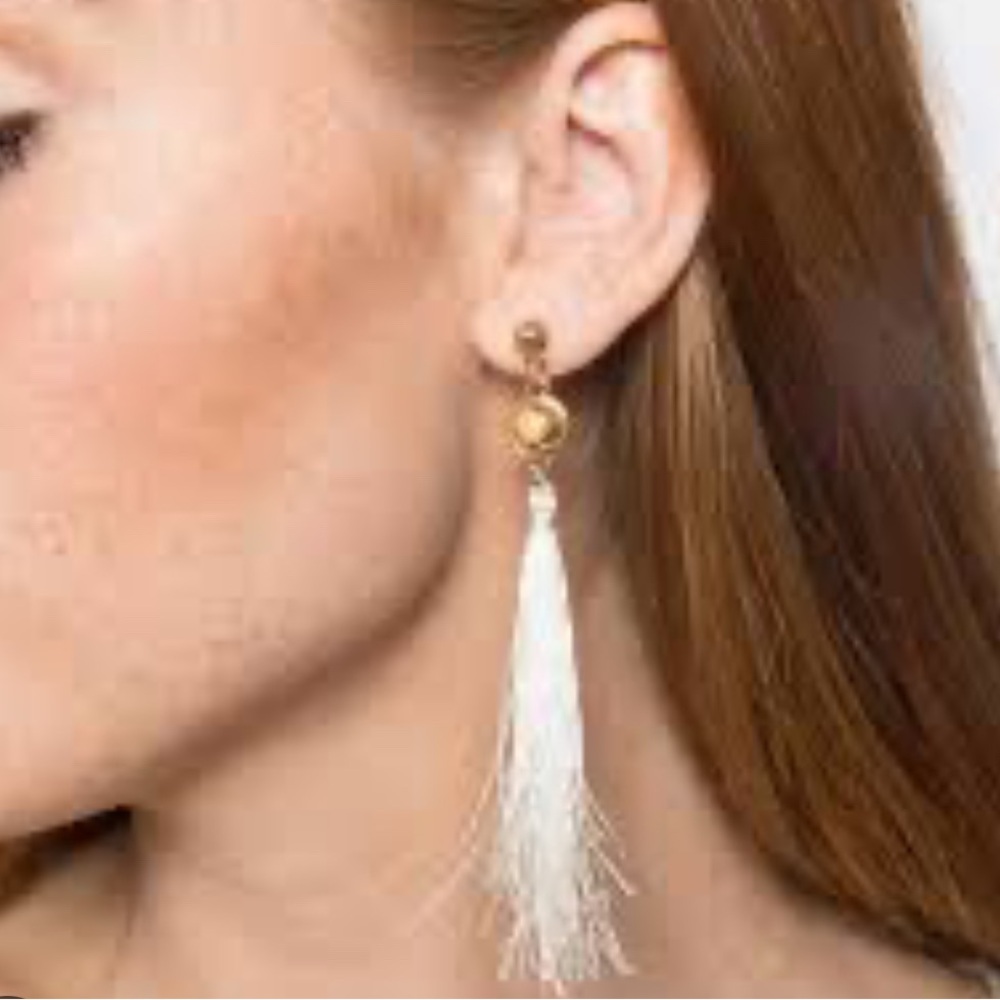 Uncommon James NWT Gold and Cream Tassel Earrings